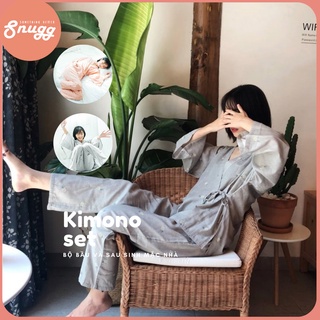 [ĐỘC NHẤT] Bộ đồ sau sinh hoa cúc gạc Nhật cải tiến Snugg