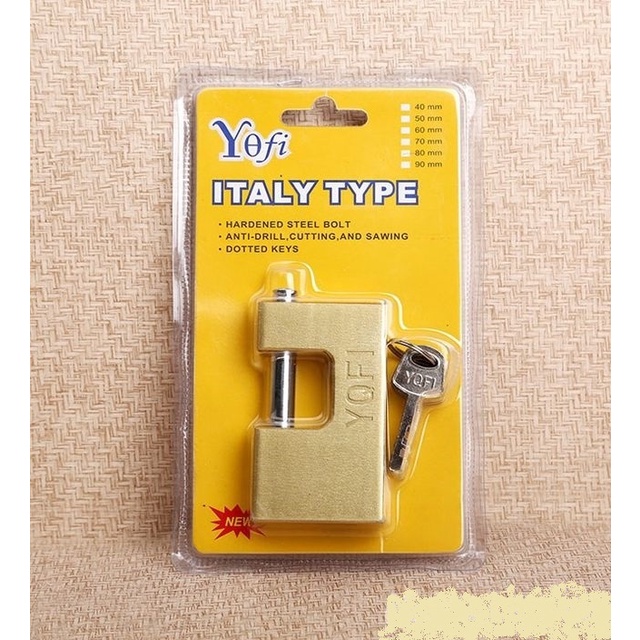 Ổ Khóa Cầu Ngang Lớn Chịu Lực Chống Cưa Cắt 80x55x20mm + 4 Chìa Trọng Lượng 495 Gram