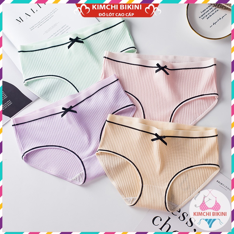 Set 10 quần lót nữ vải mềm gân tăm ôm bụng nâng mông KIMCHIBIKINI quần lót chục co giãn 4 chiều mặc thoải mái thoáng mát