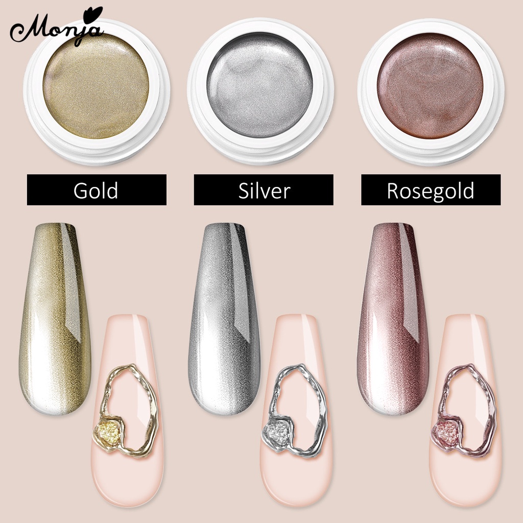 MONJA [Hàng mới về] Sơn móng tay gel 5ml màu sắc ánh kim tạo hiệu ứng lấp lánh 3D