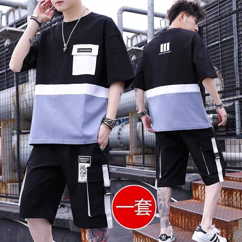 unisex  áo form rộng  Bộ quần áo thường phục Thanh niên Quần áo bảo hộ lao động thể thao Hàn Quốc