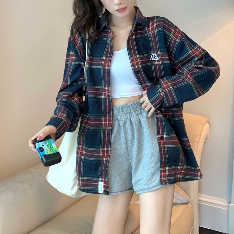 ZHELIHANGFEI Áo Sơ Mi Tay Dài Form Rộng Họa Tiết Sọc Theo Phong Cách Preppy Dễ Phối Đồ