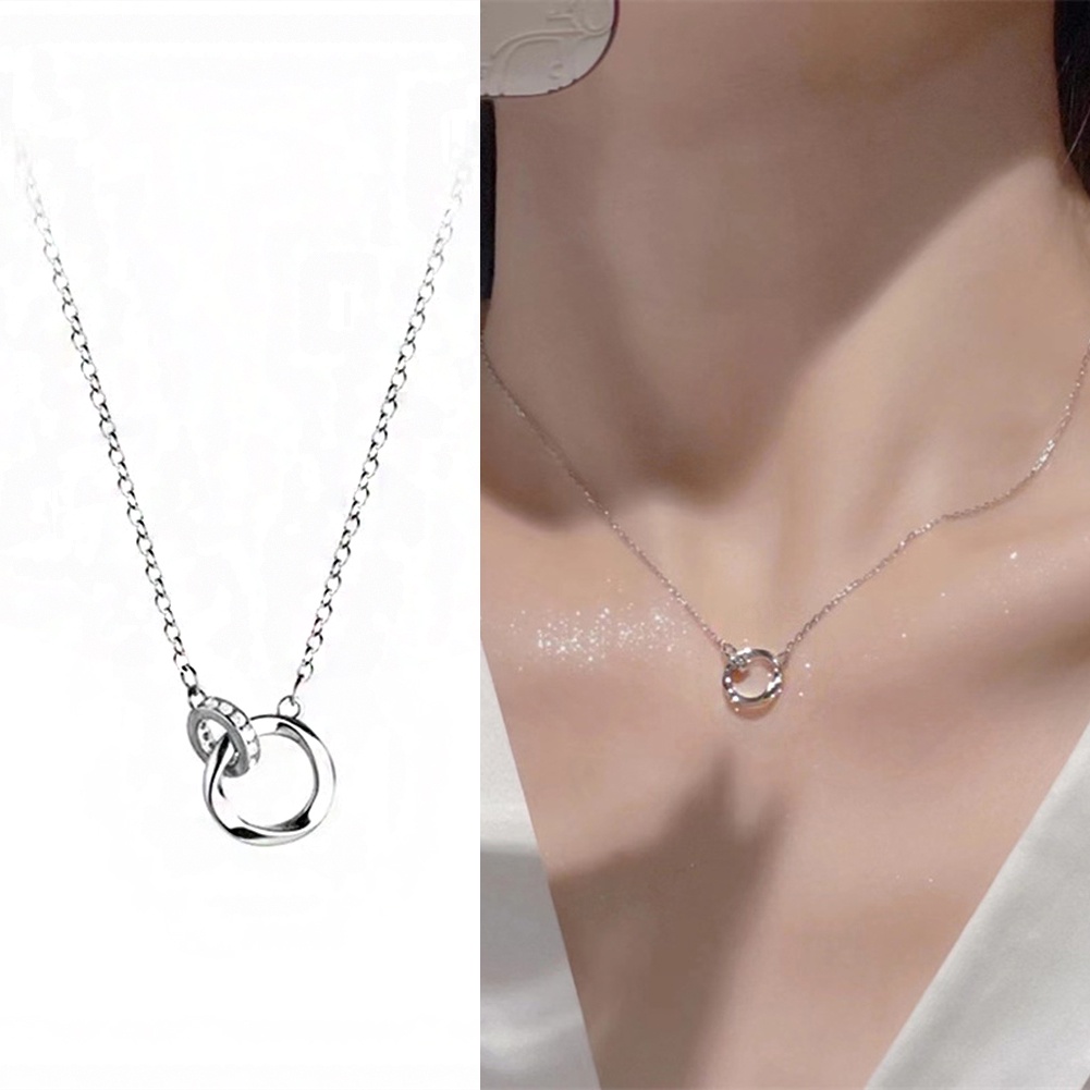 1 Dây Chuyền Thép Titan Mặt Tròn Màu Bạc Đơn Giản Thời Trang Cho Nữ