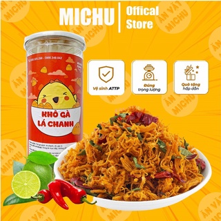 Khô gà lá chanh hũ 300g đồ ăn vặt loại 1 món ăn cao cấp hũ 300g MICHU FOOD