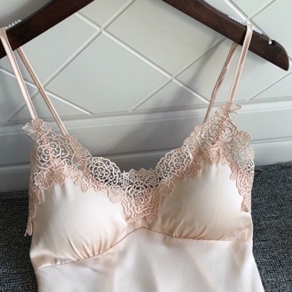 Đầm ngủ phi lụa ren hoa