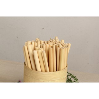 Ống hút tre - Dài 20cm (Bó 10 chiếc kèm cọ rửa) - Uống trà, sữa, sinh tố