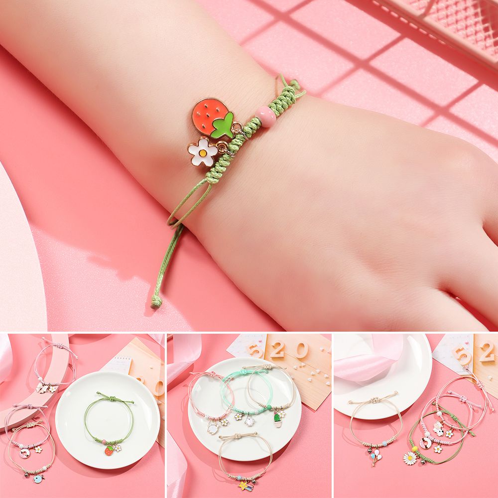 Vòng đeo tay bện dây thủ công thời trang sáng tạo dễ thương có thể điều chỉnh dành cho học sinh Mihan1