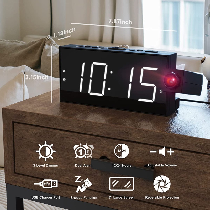 Đồng Hồ Báo Thức Điện Tử Kỹ Thuật Số LED Mặt Gương Kỹ Thuật Số Có Thể Điều Chỉnh Chế Độ Chiếu Sáng Cho Văn Phòng