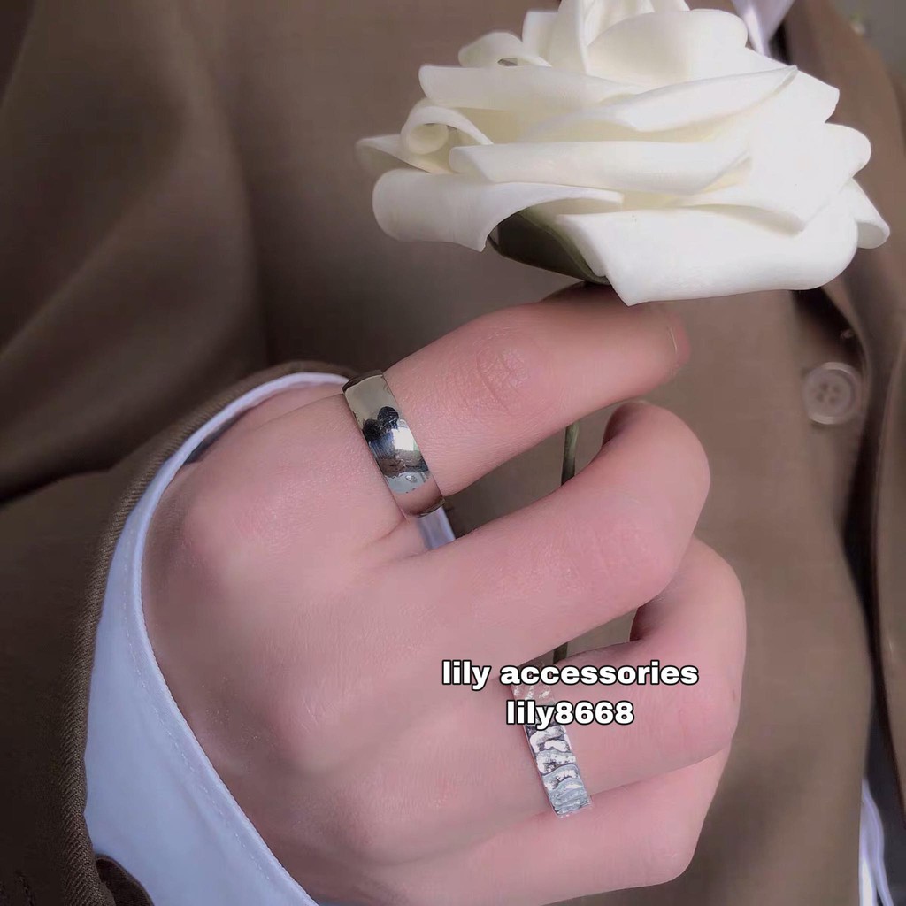 nhẫn titan trơn dày siêu bền cho nam nữ nhẫn không gỉ không đen Unisex bts