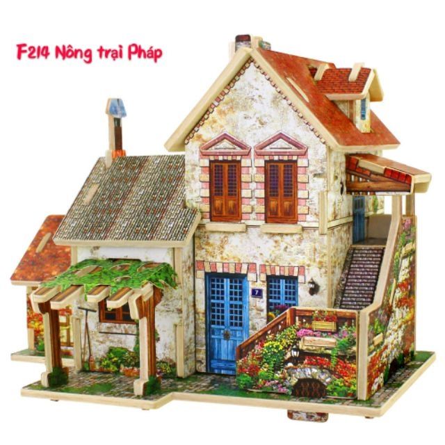 Mô hình nhà gỗ lắp ráp theo khớp - Phong cảnh Pháp F124 F125 F126 F127