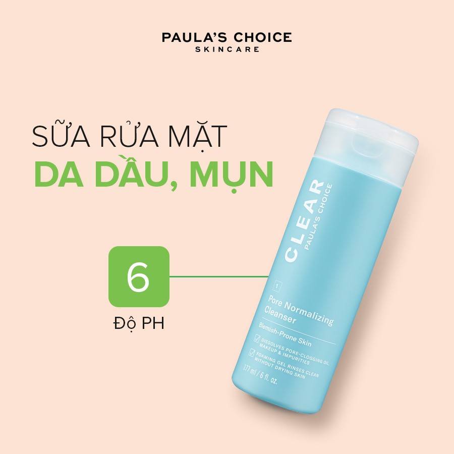 [HÀNG CÔNG TY] Sữa rửa mặt ngăn ngừa mụn , se khít lỗ chân lông Paula's Choice Clear Pore Normalizing Cleanser 177ml | BigBuy360 - bigbuy360.vn