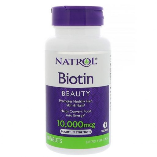 Kẹo ngậm hỗ trợ mọc tóc và chống rụng tóc Natrol Biotin Beauty 10,000mcg 100 v