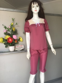 bộ lửng kate lụa cổ viền ren