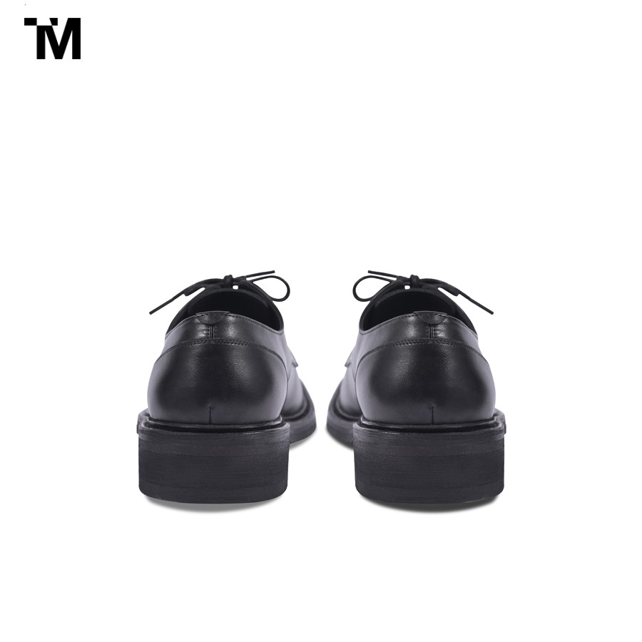 GIÀY NAM TARMOR MÀU ĐEN  BLACK LEATHER  SQUARE TOE DERBY SHOES