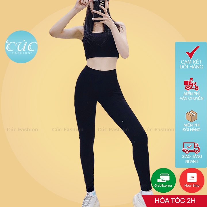 Quần legging dài nữ Cúc Fashion vải thun cao cấp giữ nhiệt leggin thun cạp cao ôm bó vải dày dặn bigsize QL08