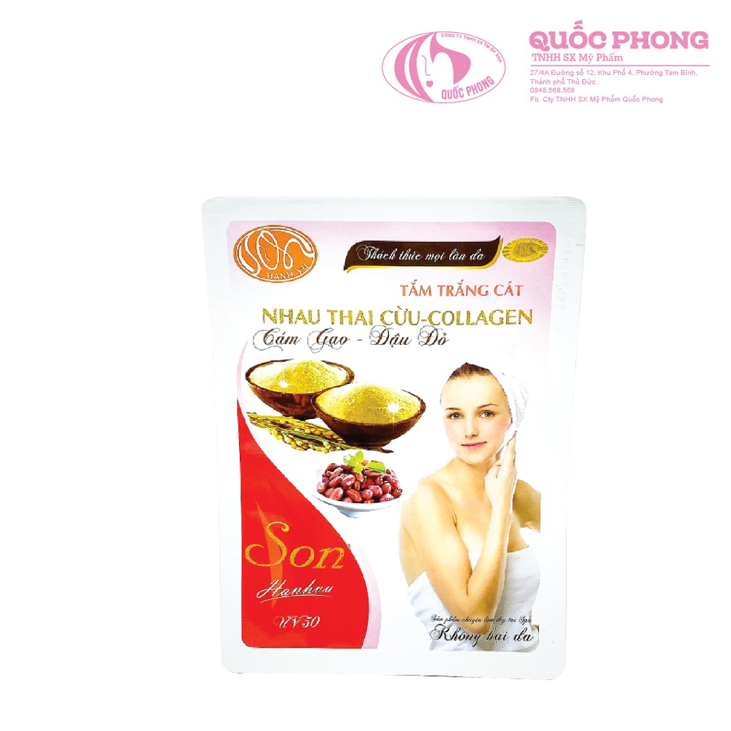 TẮM TRẮNG CÁT CÁM GẠO - ĐẬU ĐỎ tinh chất NHAU THAI BIO NANO COLLAGEN Chính Hãng SON HẠNH VŨ (Net.150g)
