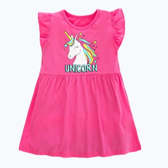 Mã Q312 váy ngựa pony UNICORN hồng phối tay bèo cho bé gái