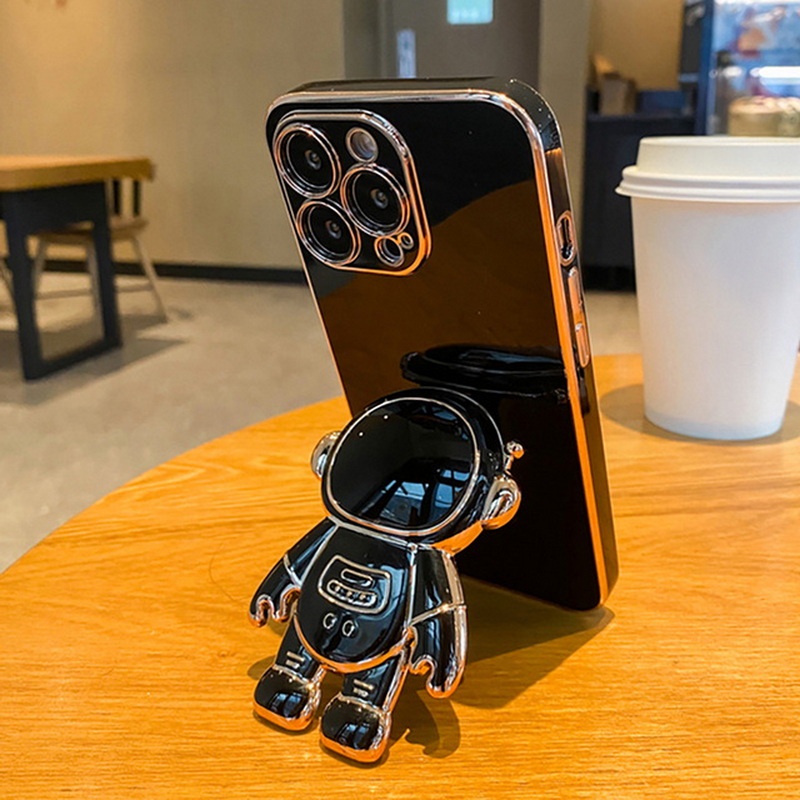 Ốp Điện Thoại Mềm Chống Sốc Có Giá Đỡ Hình Phi Hành Gia Cho iPhone 14 13 12 11 Pro Max XS XR X 8 7 Plus + SE 2020