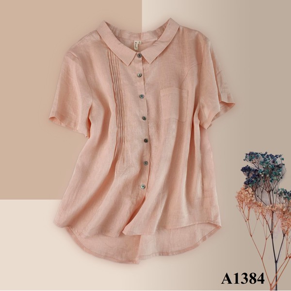 A1384 - ENDA KISUHI Áo Sơ Mi Linen Xếp Ly