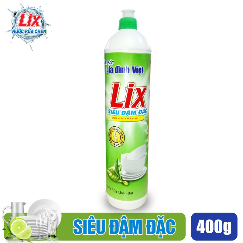 Nước Rửa Chén LIX 400ml Siêu Đậm Đặc Trà Xanh