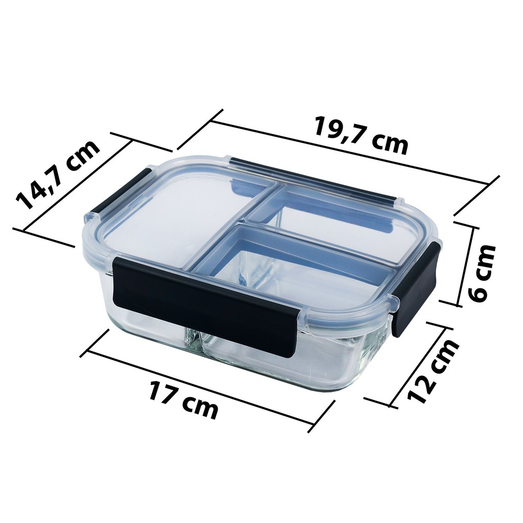 Hộp thủy tinh 3 ngăn riêng biệt LebenLang (Nhập khẩu Đức) | BigBuy360 - bigbuy360.vn