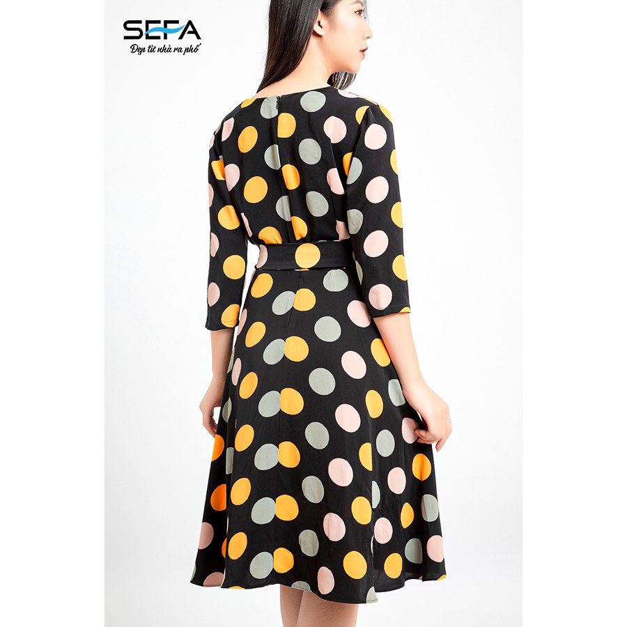 Đầm xòe SEFA chấm bi to nhiều màu SFT3023