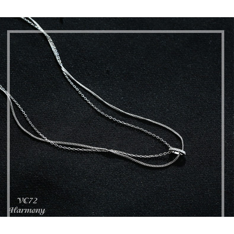 Vòng cổ, dây chuyền nữ bạc 925 cao cấp The Ring mặt thiết kế đính đá sang trọng, xinh xắn VC72| TRANG SỨC BẠC HARMONY