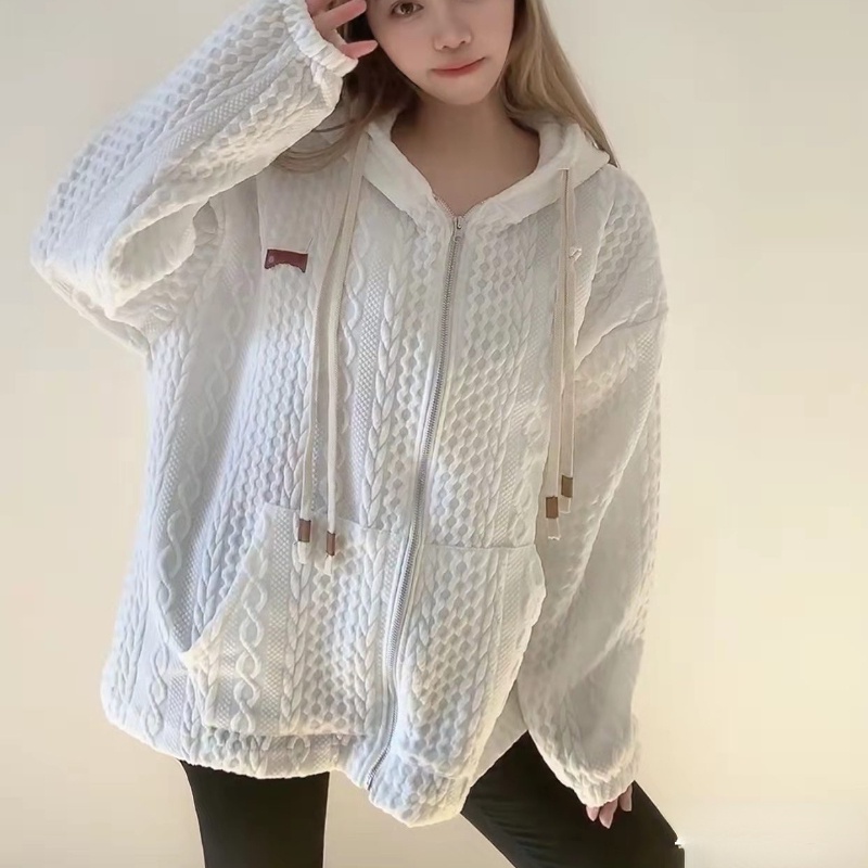 Áo Khoác Cardigan Dệt Kim Dáng Rộng Có Mũ Trùm Thời Trang Hàn Quốc Cho Nam