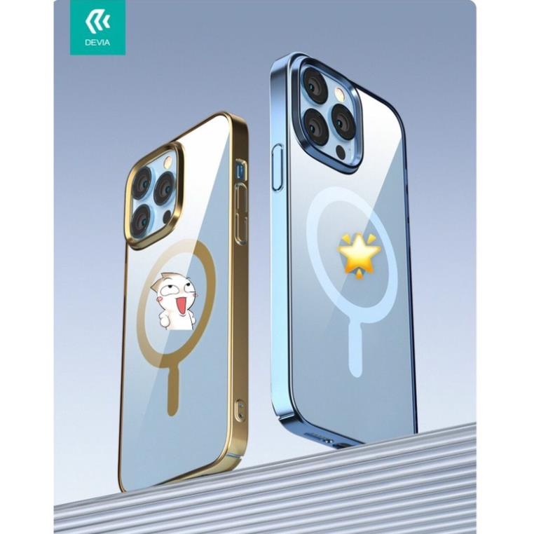 Ốp lưng Devia Glimmer viền màu hỗ trợ sạc Magsafe cho iPhone 14, 14 Max., 14 Pro, 14 Pro Max trong cứng mỏng nhẹ