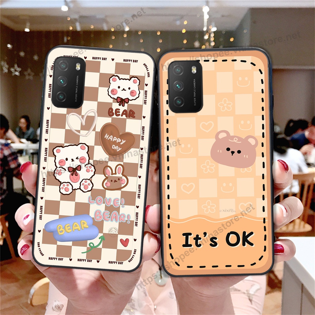 Ốp lưng Xiaomi Redmi 9T / Poco M3 / Poco X3 trái tim gấu cute thể thao cá tính, giá rẻ
