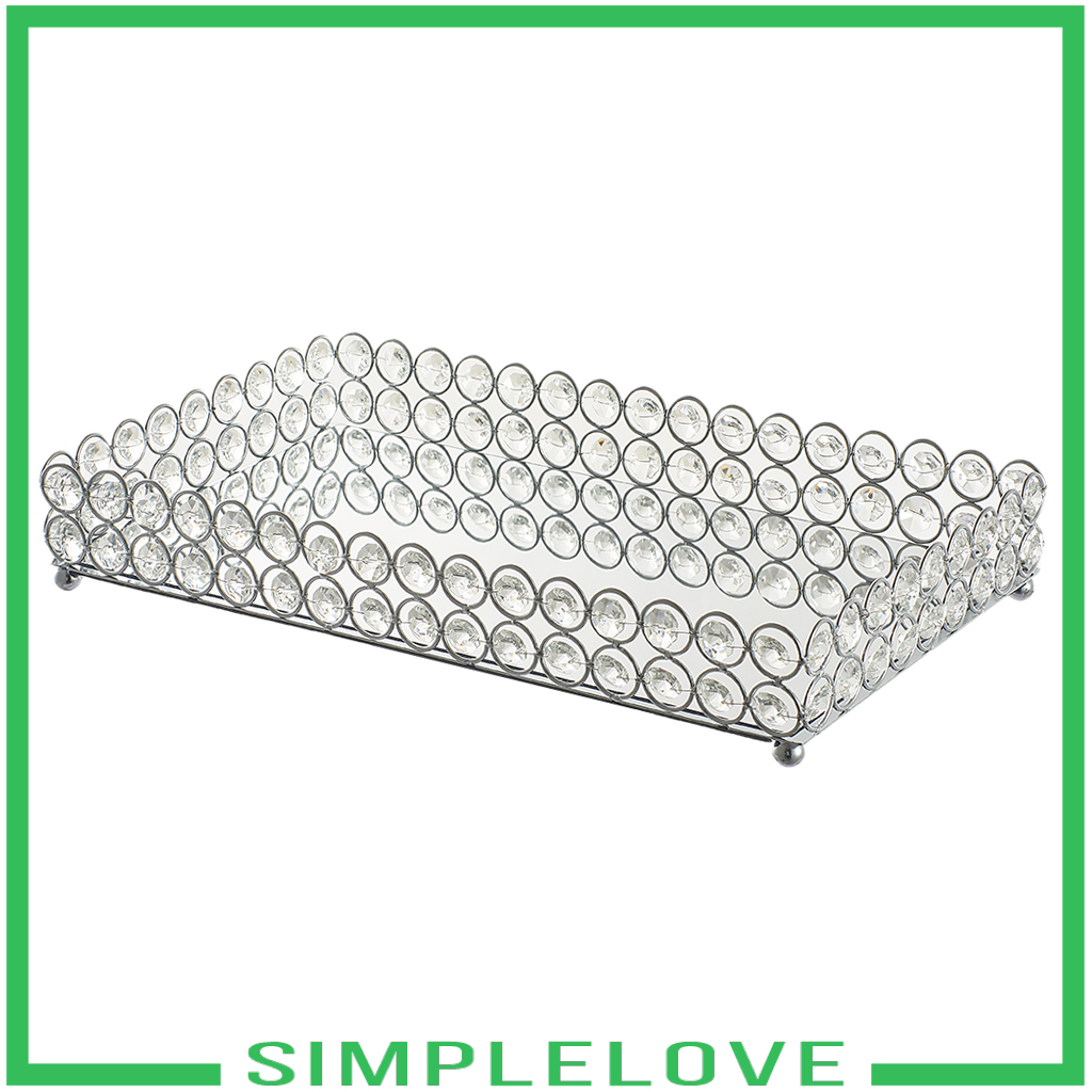 Khay trang trí trang điểm pha lê gương trang sức 25x15x5cm