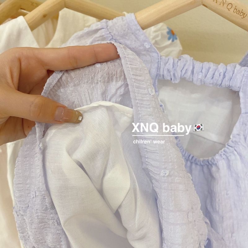 Đầm Công Chúa Tay Phồng Màu Trơn Phong Cách Nhật Hàn Thời Trang Mùa Hè Xinh Xắn Dành Cho Bé Gái 2022