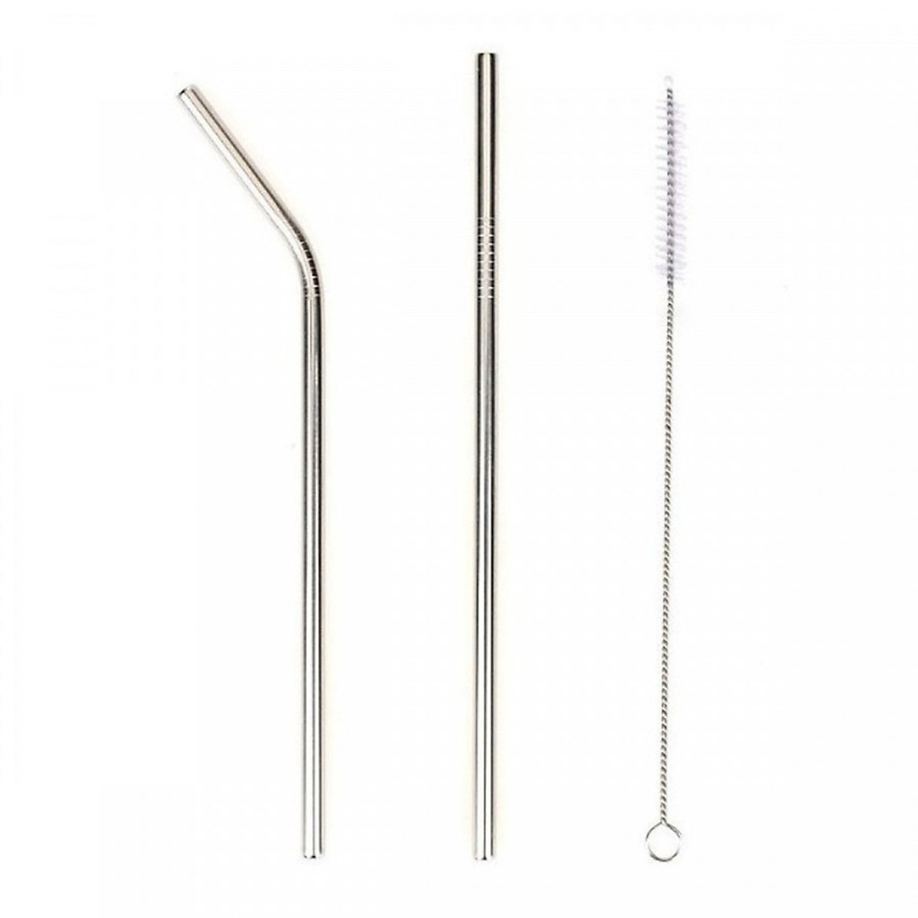 Bộ Ống Hút Inox 304 thép không gỉ, tái sử dụng, thân thiện môi trường - Tặng kèm túi vải