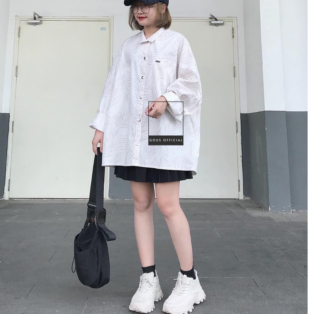 Áo Sơ Mi Nữ Form Rộng Họa Tiết Sơ Mi Nữ Tay Dài Cổ Bẻ Unisex Phong Cách Cá Tính Năng Động LUKK 1822 Gous Official