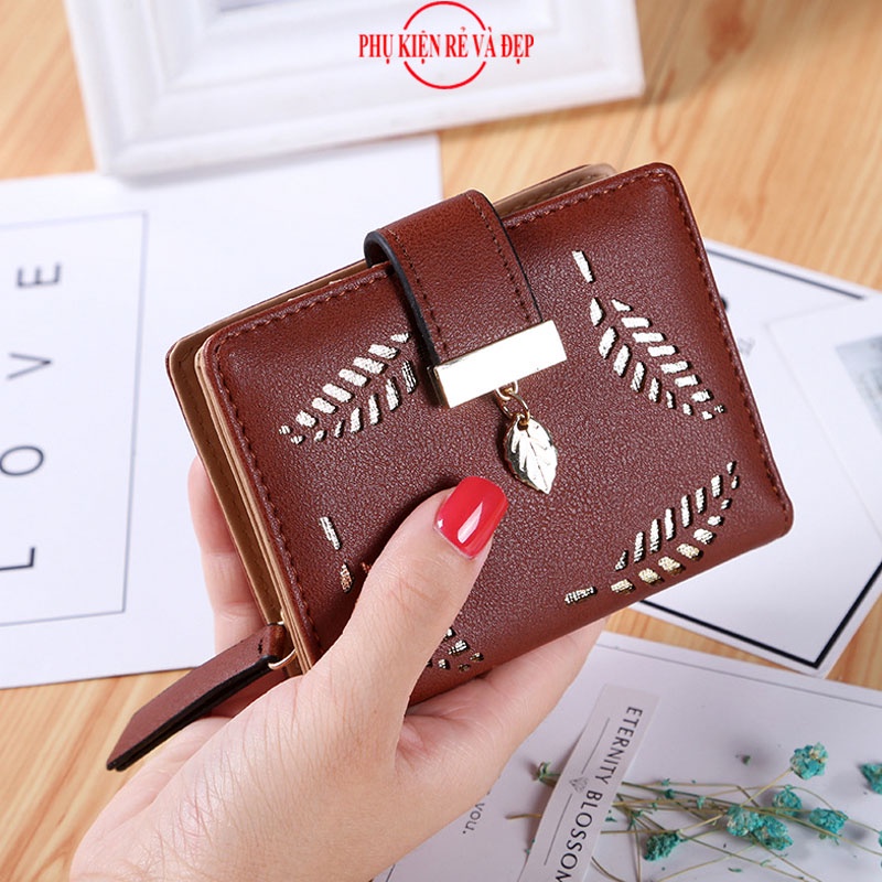 Ví Ngắn Nữ Mini Cầm Tay LEAF Gấp 3 Nhỏ Gọn Nhiều Ngăn Tiện Dụng PKR19