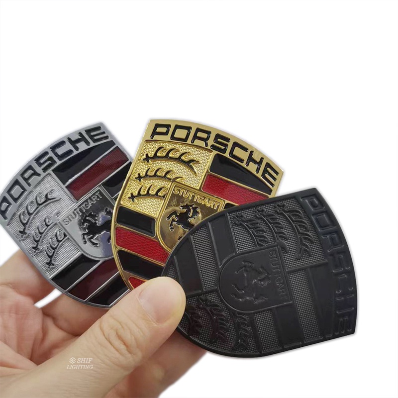 1 Miếng Dán Logo PORSCHE Bằng Kim Loại Màu Vàng Trang Trí Xe Hơi