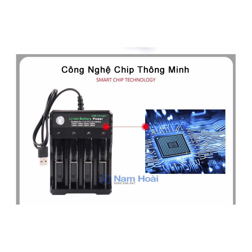 Bộ sạc pin BMAX BH-042100-04U 18650,18350,14650... Có mạch ngắt khi sạc đầy