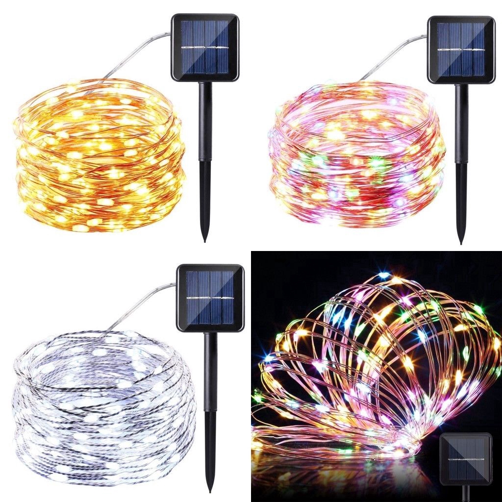 Dây 100 đèn LED 10m năng lượng mặt trời chuyên dụng trang trí ngoài trời