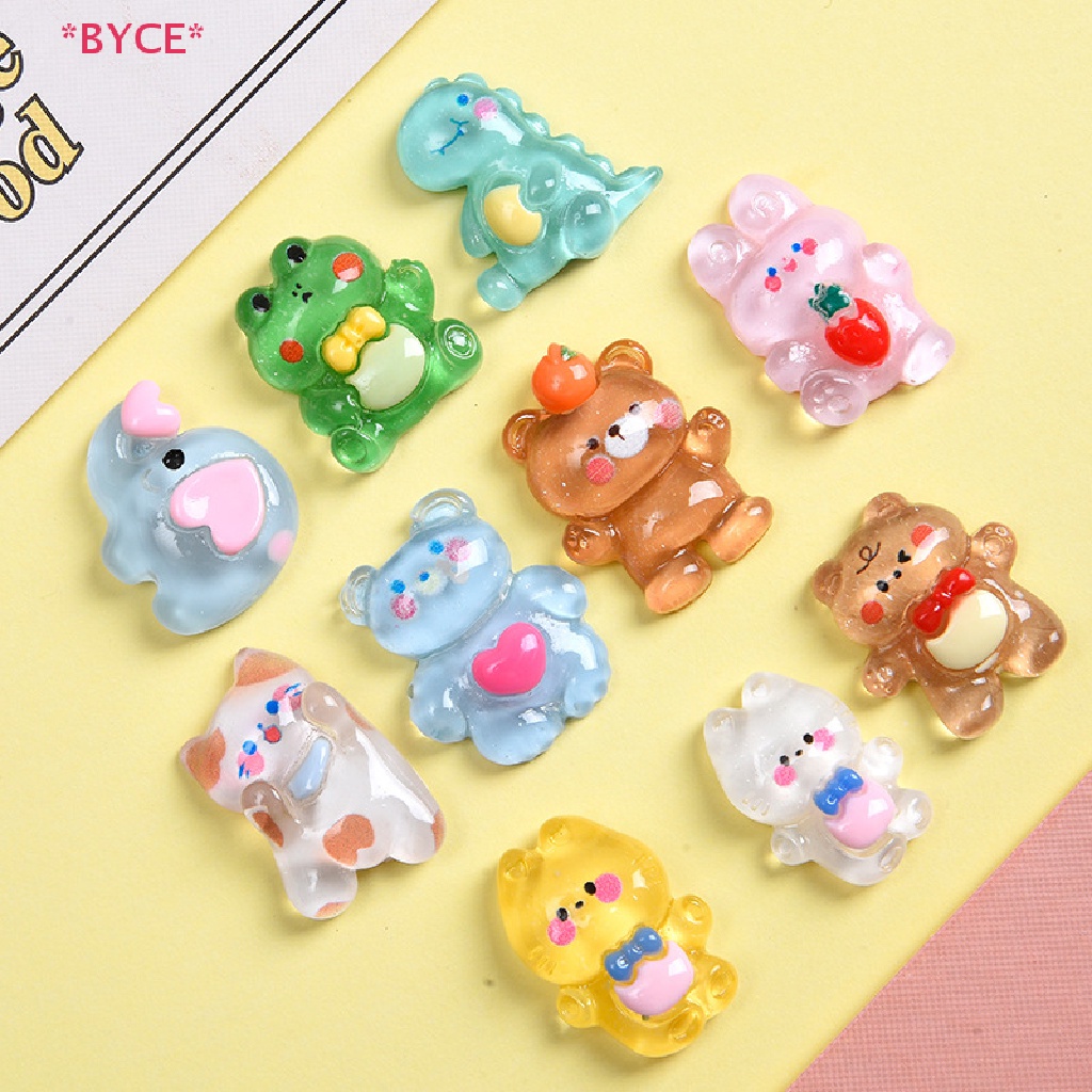 Set 10 Tượng Động Vật Hoạt Hình Bằng Nhựa Resin Trang Trí Sổ Tay DIY Mới