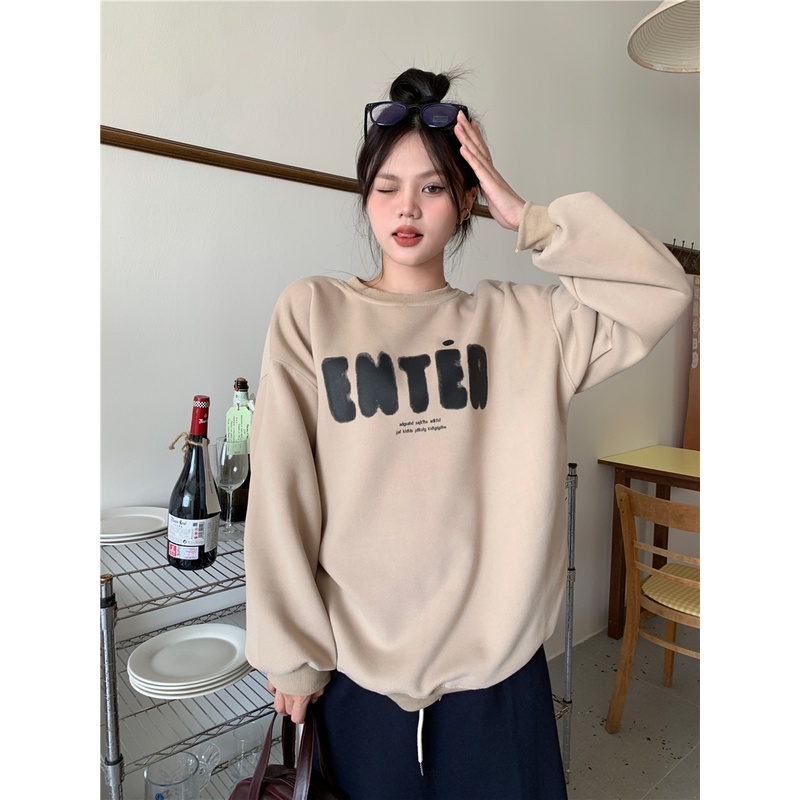 Áo Nỉ Nữ Dài Tay Cổ Tròn Form Rộng Màu Sắc Đa Dạng Thời Trang