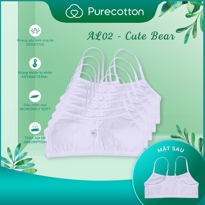 Combo 5 áo lá học sinh Purecotton cho bé gái mới lớn chất liệu cotton cao cấp kiểu dáng chui đầu không đệm PC004