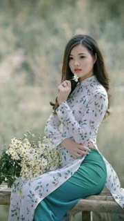 Bộ áo dài hoa cúc