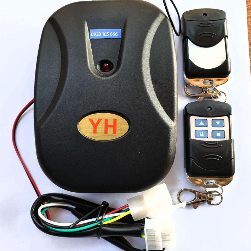 Bộ điều khiển cửa cuốn tự động YH tần số 433mhz bao gồm 1 hộp nhận + 2 tay điều khiển + cáp nối động cơ + râu ngắt