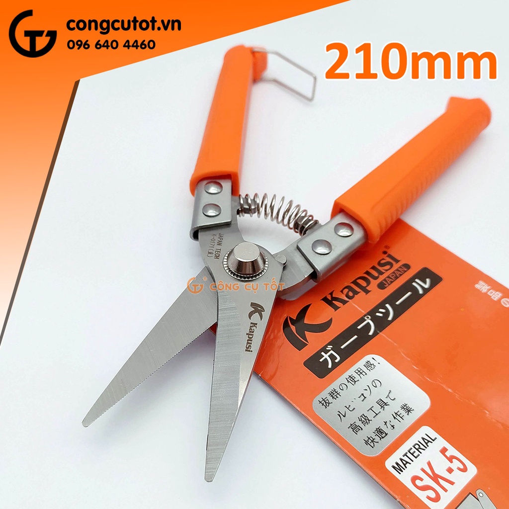 Kéo tỉa lá tỉa dăm 210mm lưỡi thép SK5 Kapusi