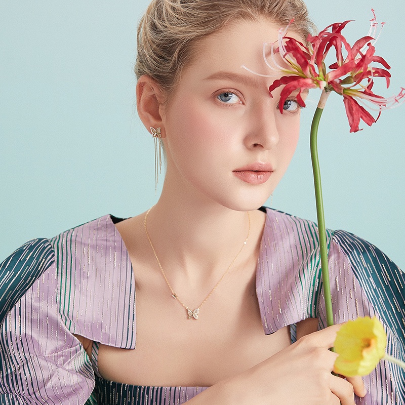 Vòng cổ BAMOER bạc 925 hình bướm thời trang xinh xắn cho nữ