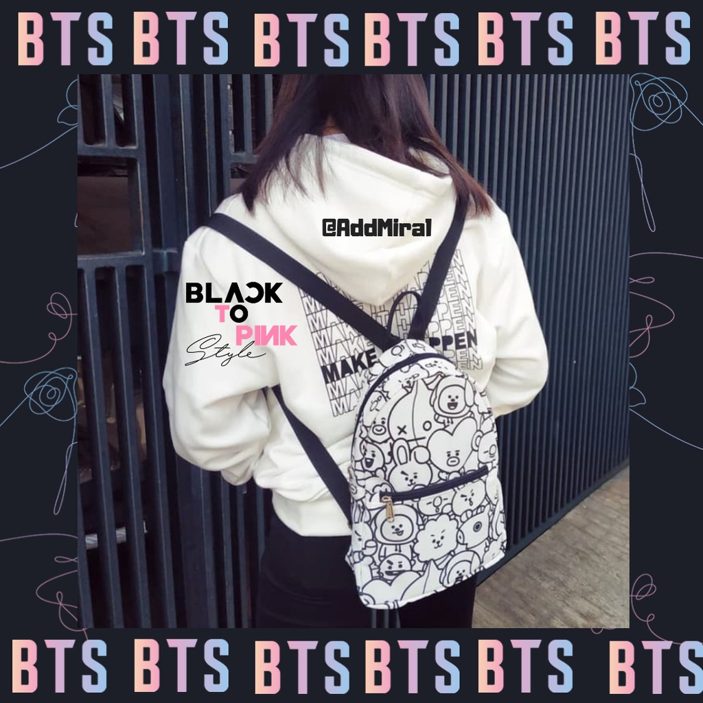 JANSPORT Balo mini màu đen in hình BT21 BTS