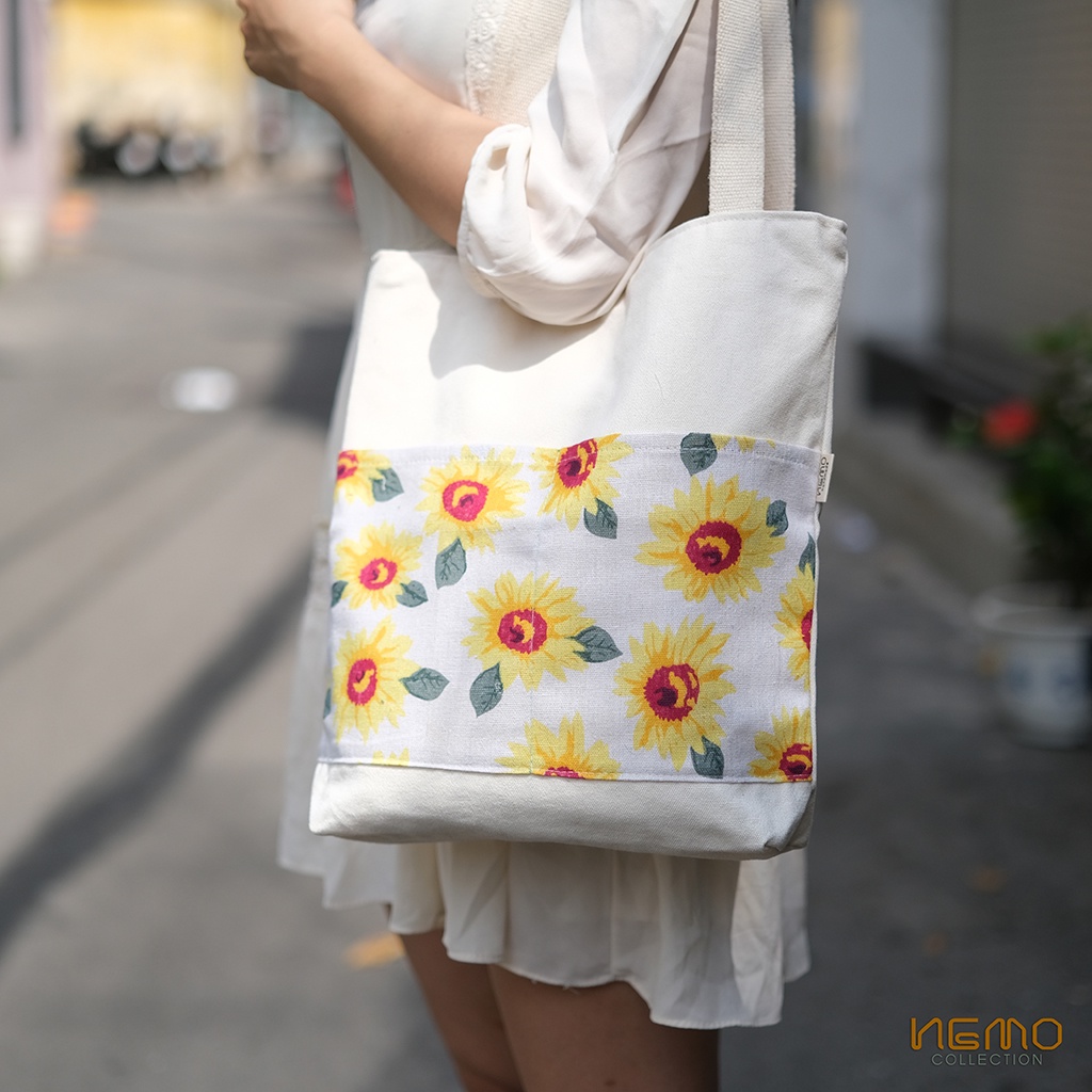 Túi Tote Canvas Họa Tiết Có Khóa Kéo - NEMO Collection TCHN