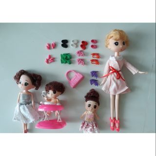 4 búp bê Chibi thay đồ được và phụ kiện tặng áo đầm.