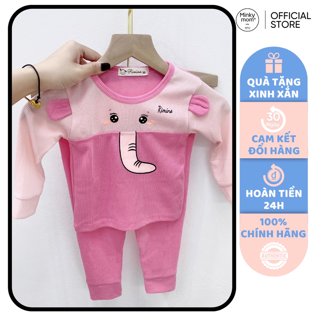 [SALE] Bộ Quần Áo Bé Gái, Bé Trai MIMONRI Vải Thun Gân Voi Con Tai Thú,  Đồ Bộ Cho Bé Mặc Nhà Thu Đông KWTD2220