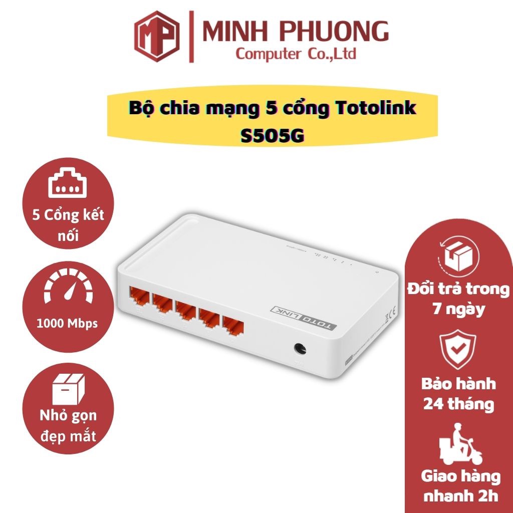 Bộ Chia Mạng 5 Cổng Gigabit Totolink S505G – Hàng Chính Hãng